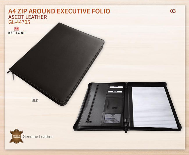 A4 leatherzip around folder